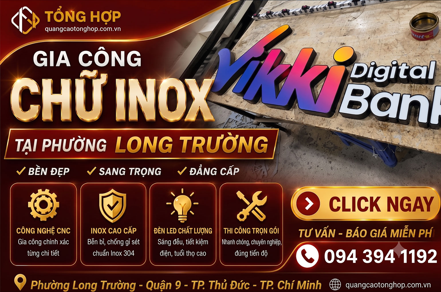 Gia công chữ inox tại Phường Long Trường