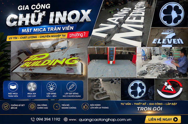 Gia công chữ inox tại phường 7