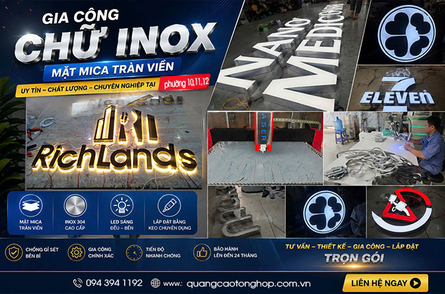 Gia công chữ inox tại phường 10-11-12