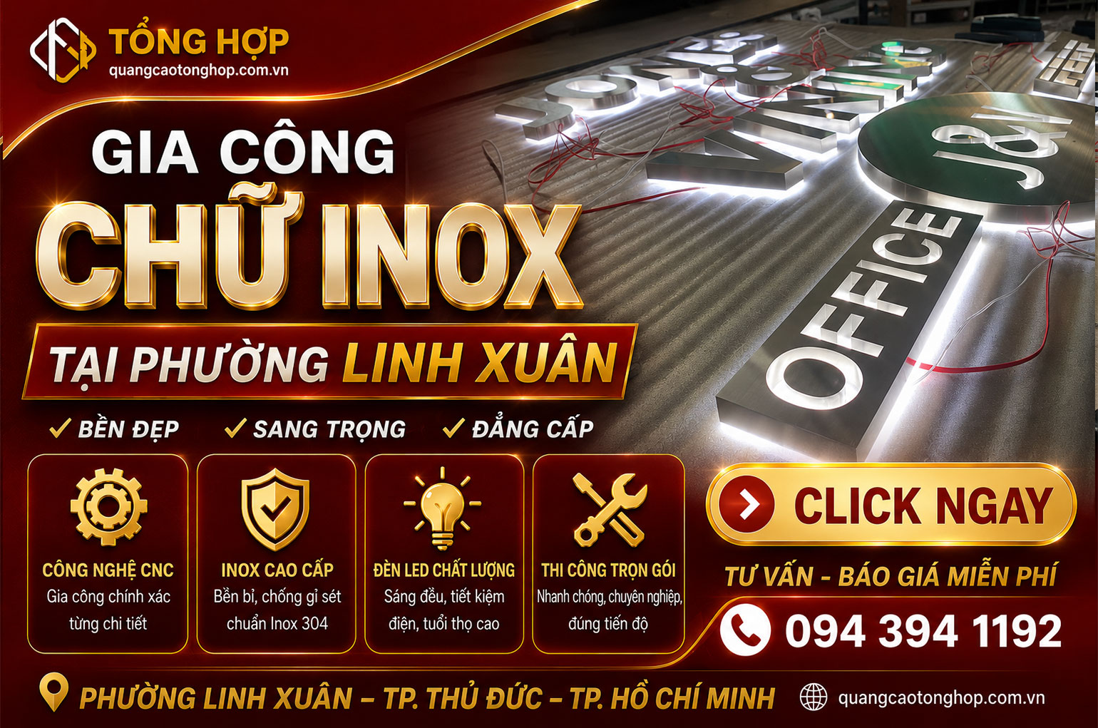 Gia công chữ inox tại Phường Linh Xuân