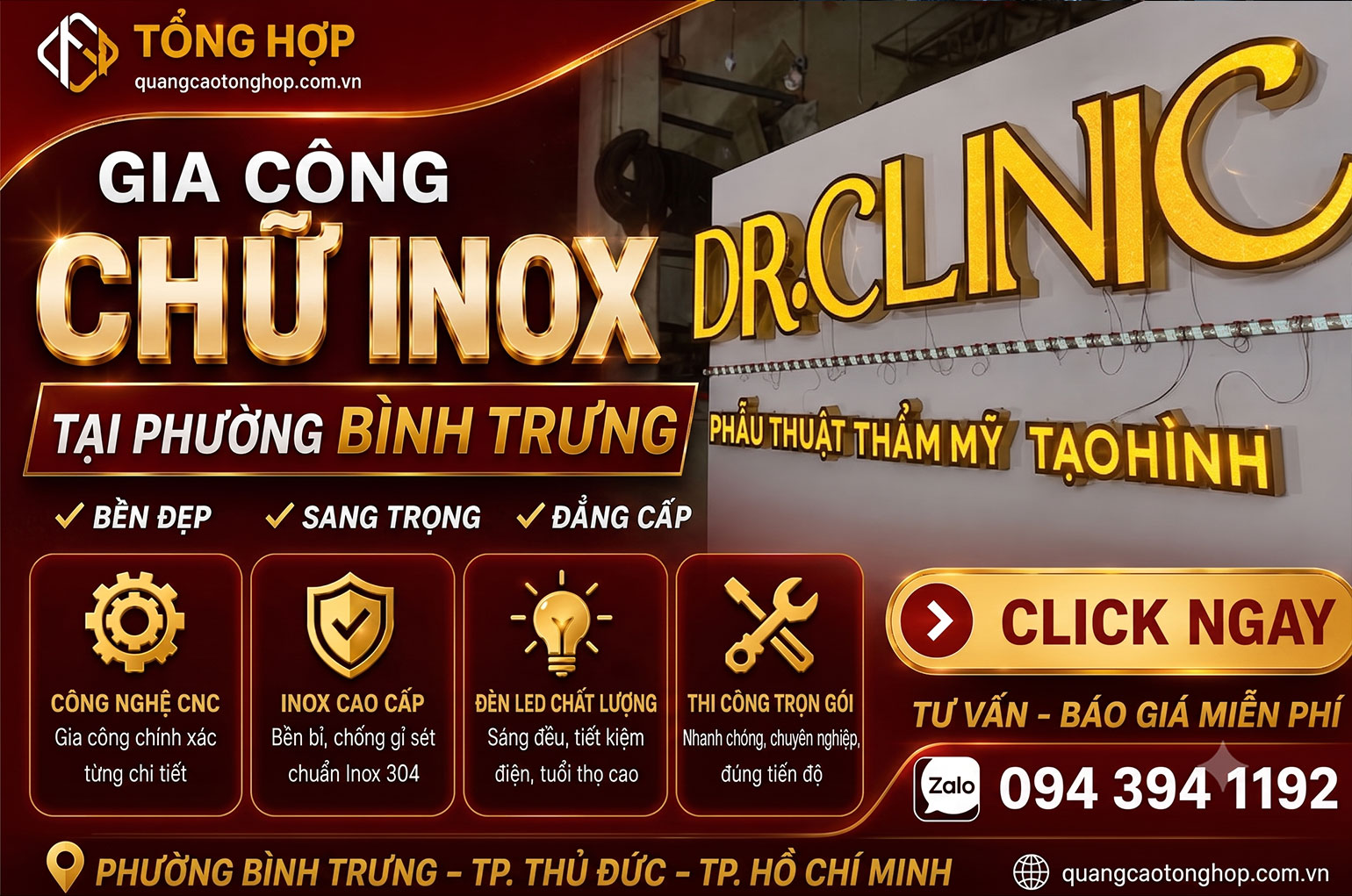 Gia công chữ inox tại Phường Bình Trưng