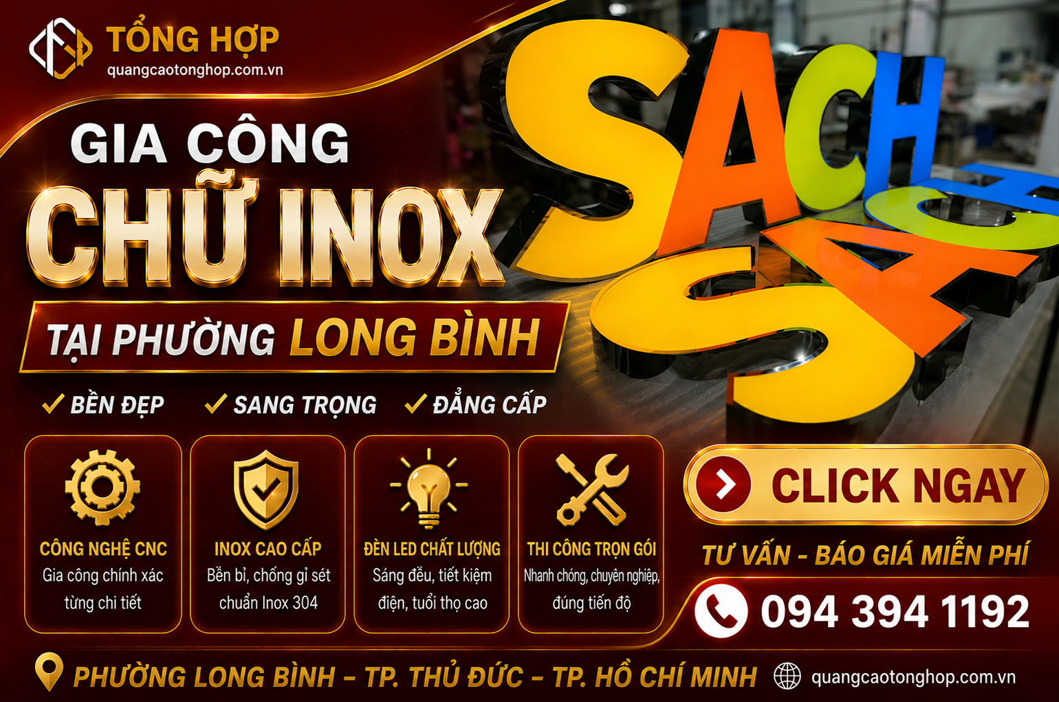 Gia công chữ inox tại Phường Long Bình