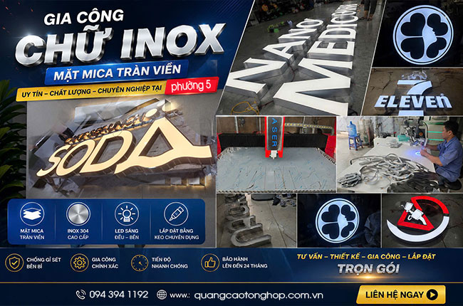 Gia công chữ inox tại phường 5