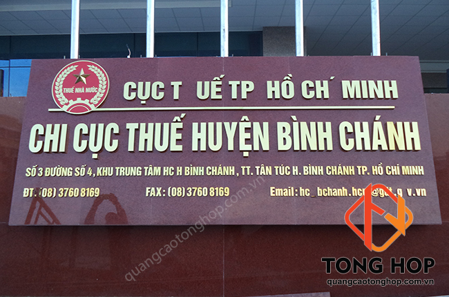 Thi công bảng hiệu đá hoa cương chi cục thuế tại Bình Chánh