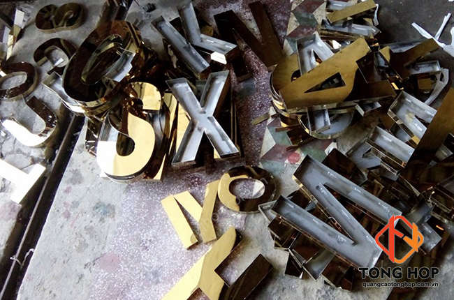 chữ inox vàng cho bảng hiệu đá hoa cương bình dương