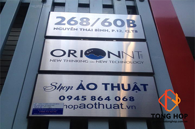 Biển tên công ty ăn mòn bằng inox đẹp