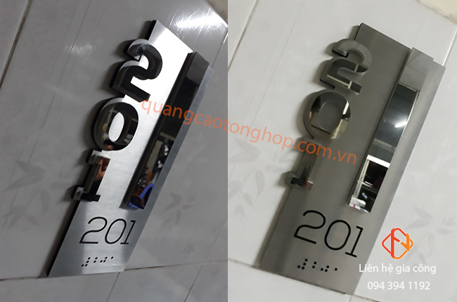 làm biển số phòng cao cấp bằng inox cho tòa nhà, khách sạn