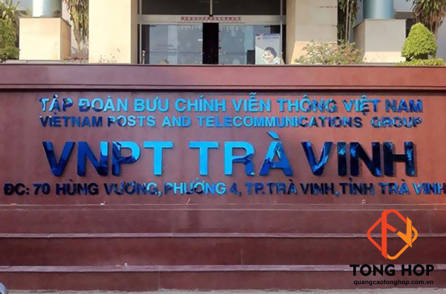 Mẫu chữ inox xanh trên bảng hiệu VNPT đẹp