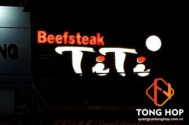 Thi công biển hiệu chữ mica Beefsteak TiTi