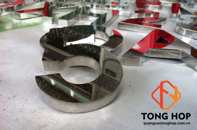 Chữ nổi inox trắng gương 304