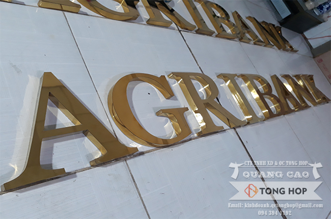 Gia công chữ inox vàng Agribank