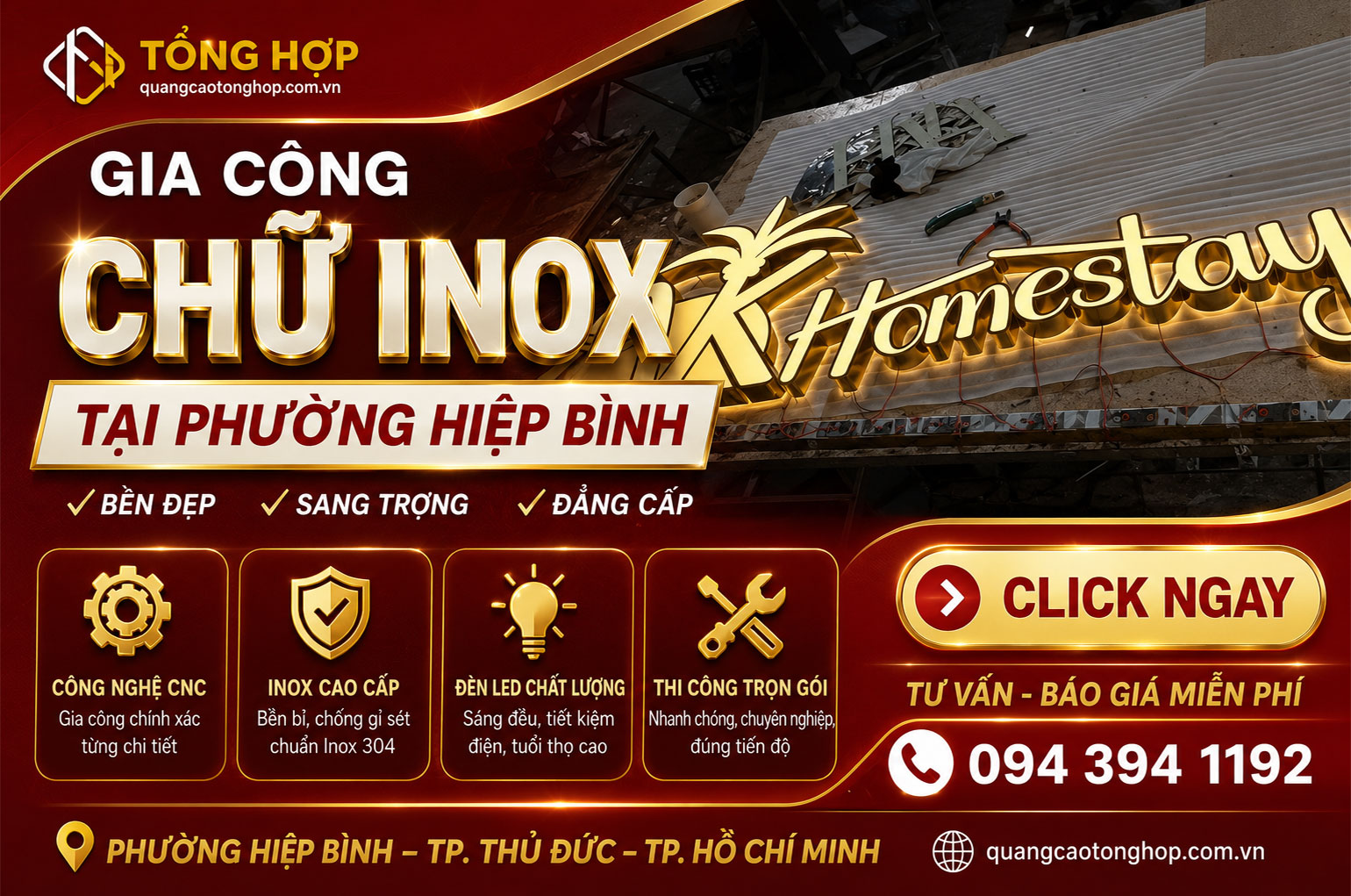 Gia công chữ inox tại Phường Hiệp Bình
