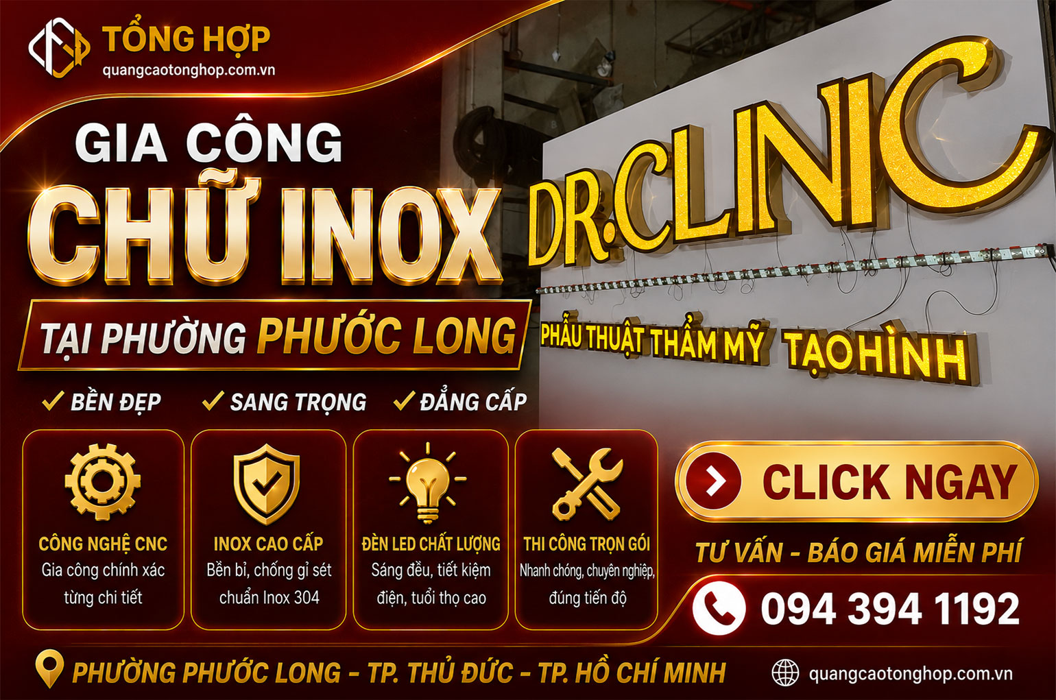 Gia công chữ inox tại Phường Phước Long