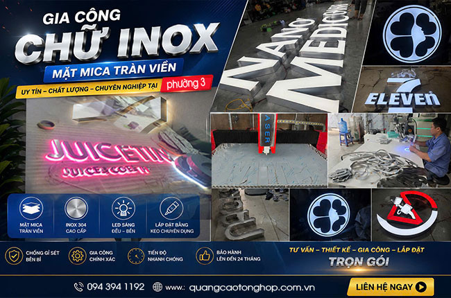 Gia công chữ inox tại phường 3