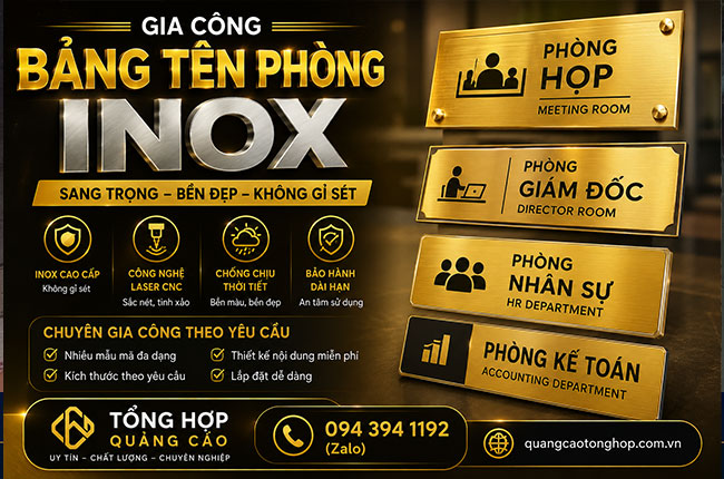 Gia công bảng tên phòng bằng inox tại TP.HCM