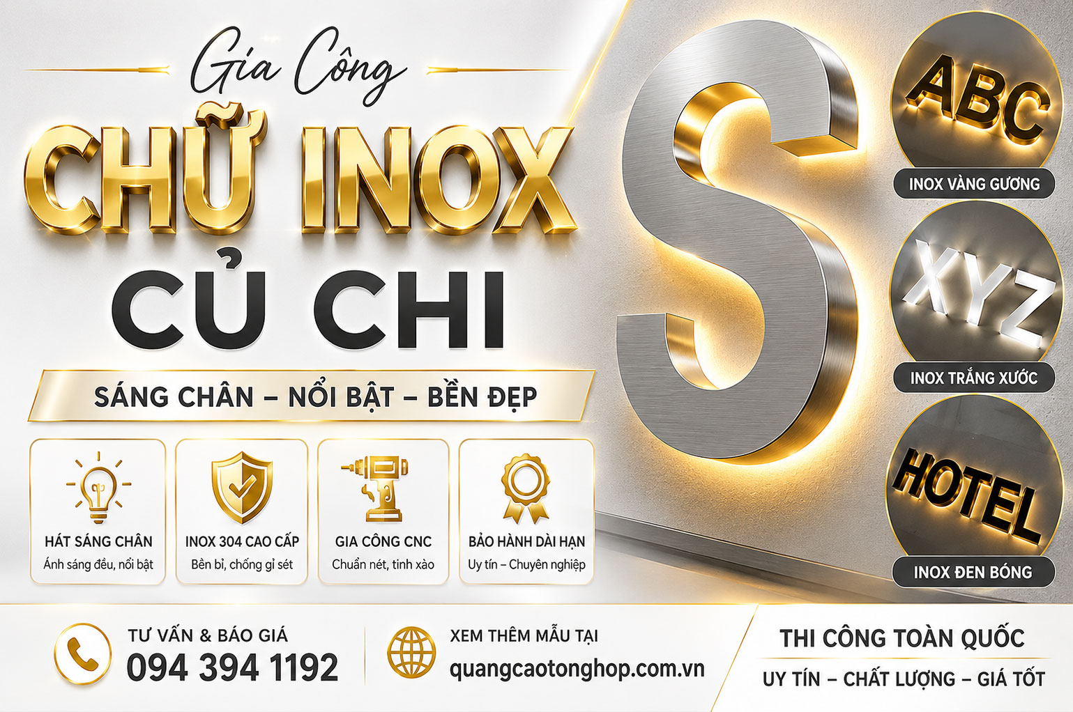 Gia Công Chữ Inox Tại Củ Chi – Thi Công Chữ Inox Đẹp, Giá Xưởng