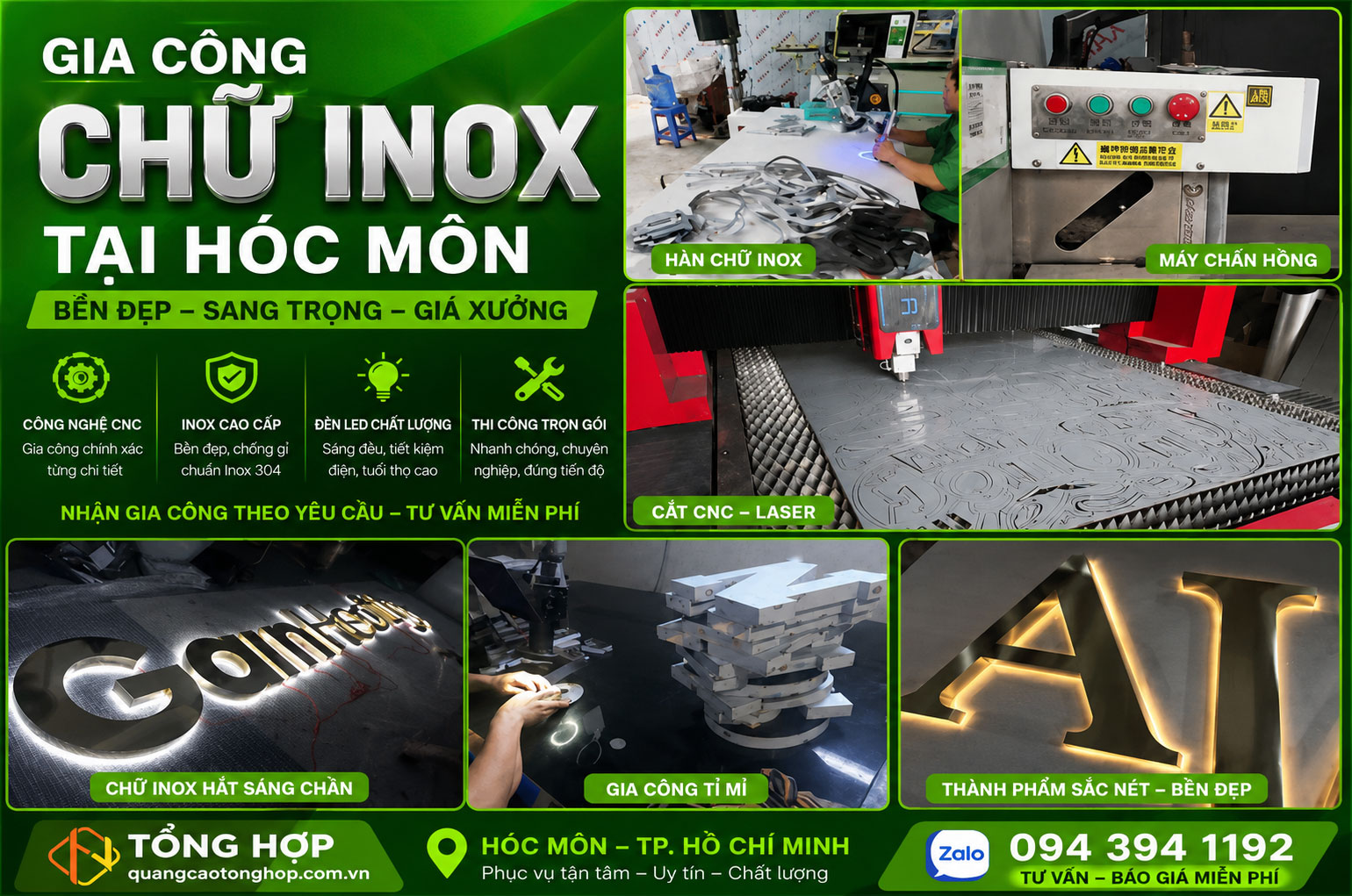 Gia Công Chữ Inox Tại Hóc Môn – Bền Đẹp, Sang Trọng, Chuẩn Kỹ Thuật