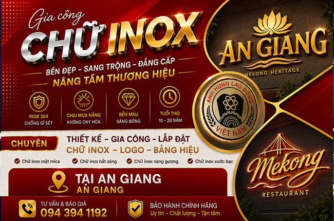 Gia Công Chữ Inox Tại An Giang – Thi Công Chữ Nổi Inox Đẹp, Giá Xưởng