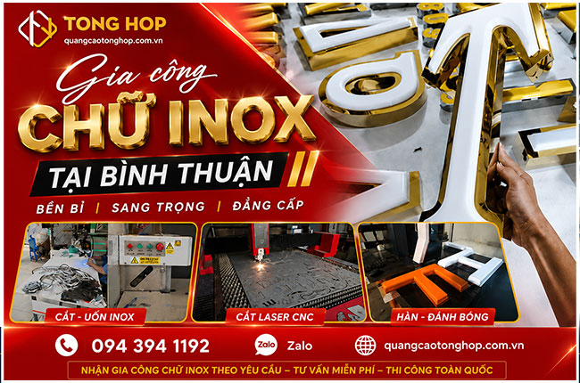Gia Công Chữ Inox Tại Bình Thuận – Giải Pháp Bảng Hiệu Quảng Cáo Cao Cấp, Bền Đẹp Theo Thời Gian