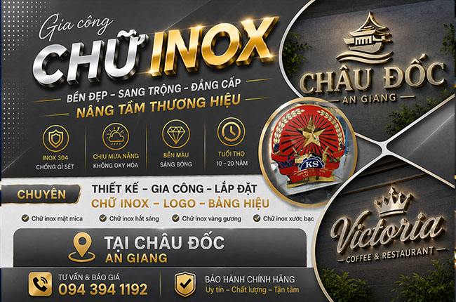 Gia Công Chữ Inox Tại Châu Đốc – Thi Công Chữ Nổi Inox Đẹp, Bền Và Chuyên Nghiệp