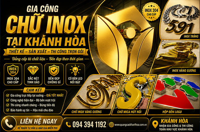Gia công chữ inox tại Khánh Hòa | Giải pháp bảng hiệu quảng cáo bền đẹp – sang trọng – giá xưởng