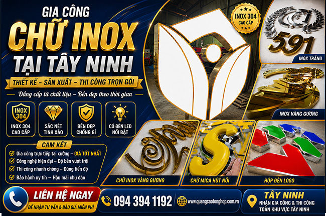 Gia Công Chữ Inox Tại Long An – Tây Ninh | Chữ Nổi Cao Cấp, Giá Xưởng