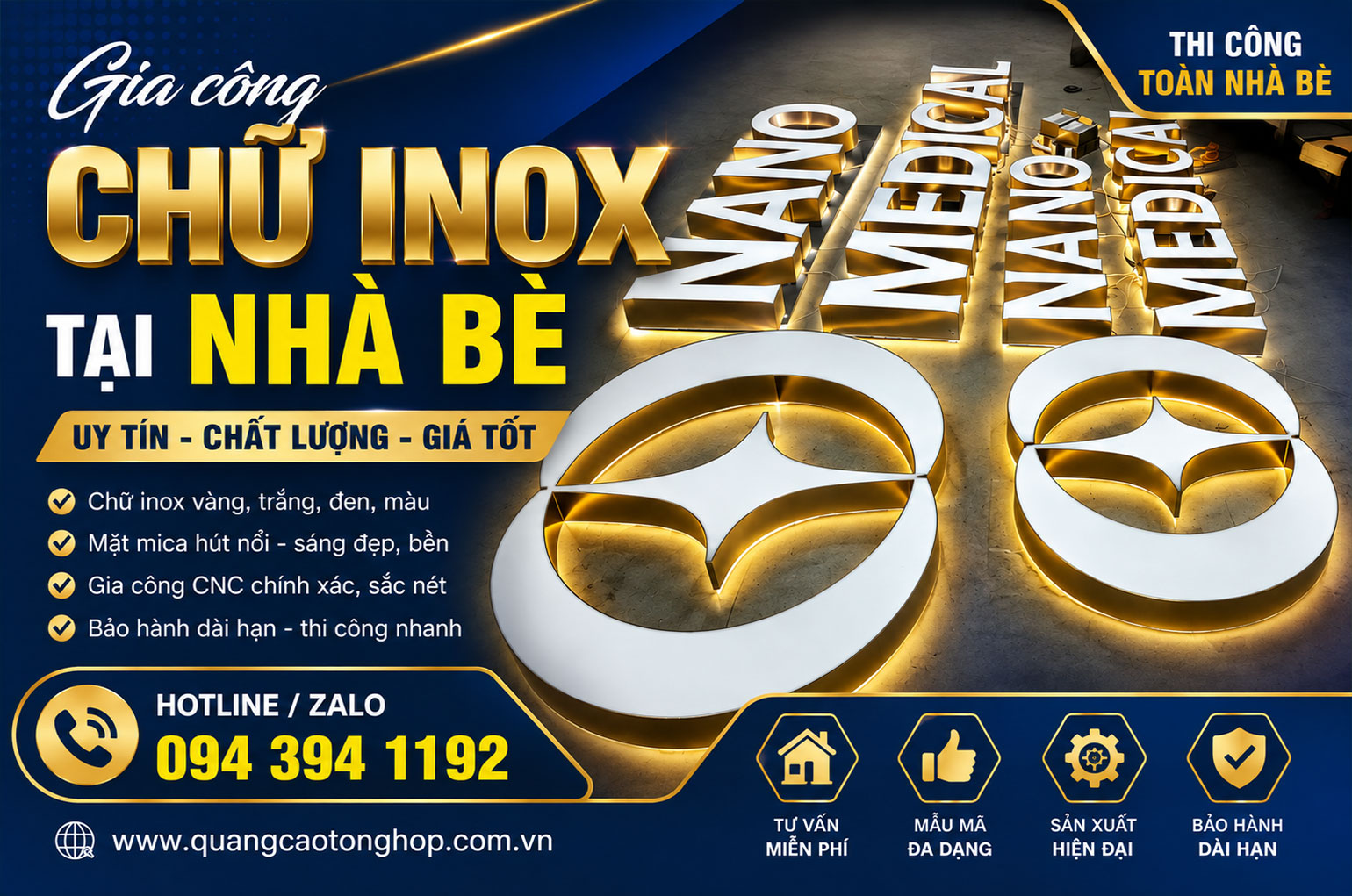 Gia Công Chữ Inox Tại Nhà Bè – Bền Đẹp, Sang Trọng, Theo Yêu Cầu