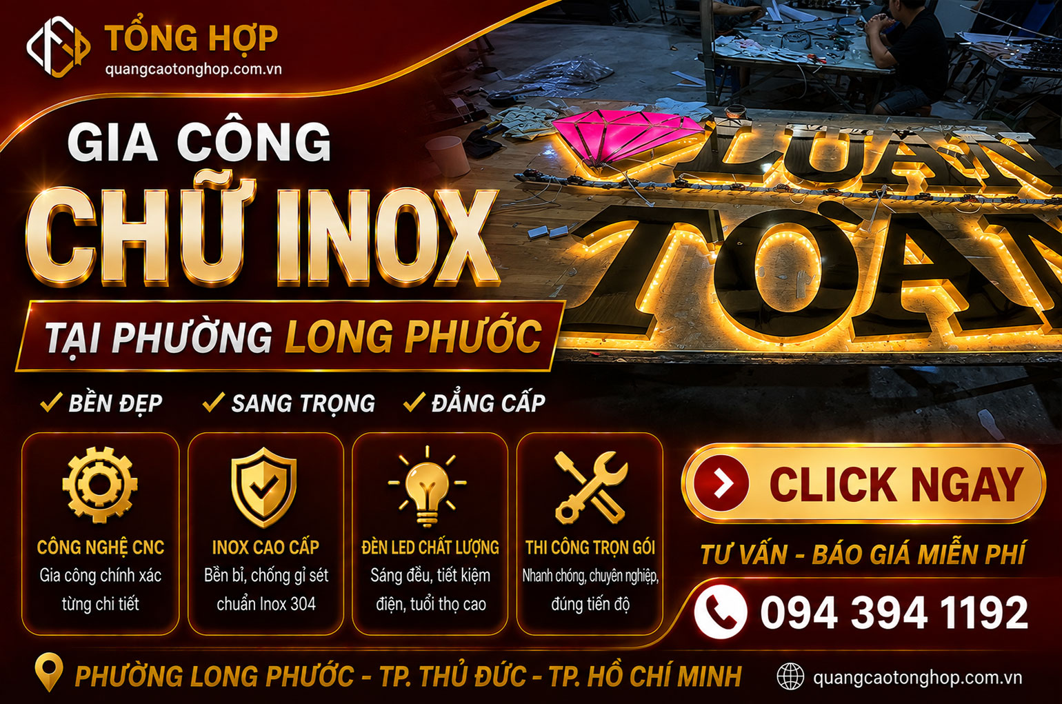 Gia Công Chữ Inox Tại Phường Long Phước – Đẹp, Bền, Sang Trọng