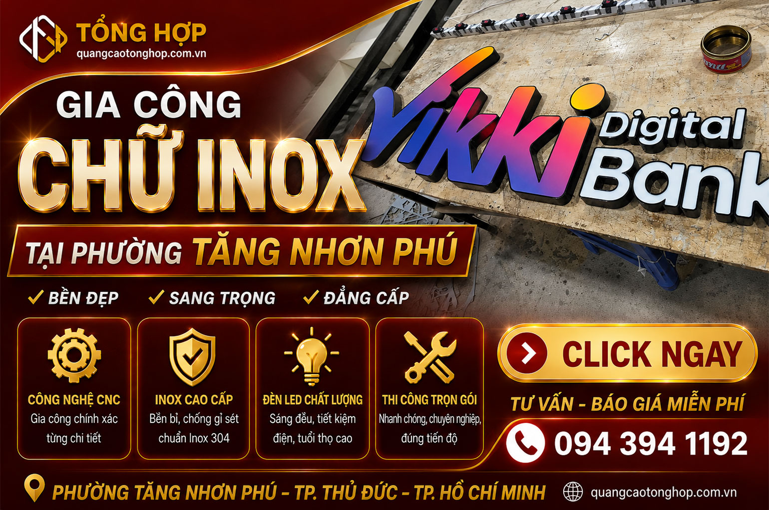 Gia Công Chữ Inox Tại Phường Tăng Nhơn Phú – Đẹp, Bền, Sang Trọng