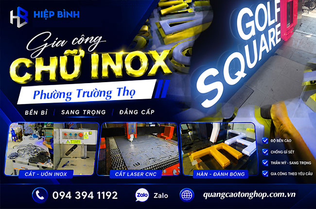 Gia Công Chữ Inox Tại Phường Trường Thọ – Bảng Hiệu Inox Đẹp, Bền, Chuẩn Quảng Cáo