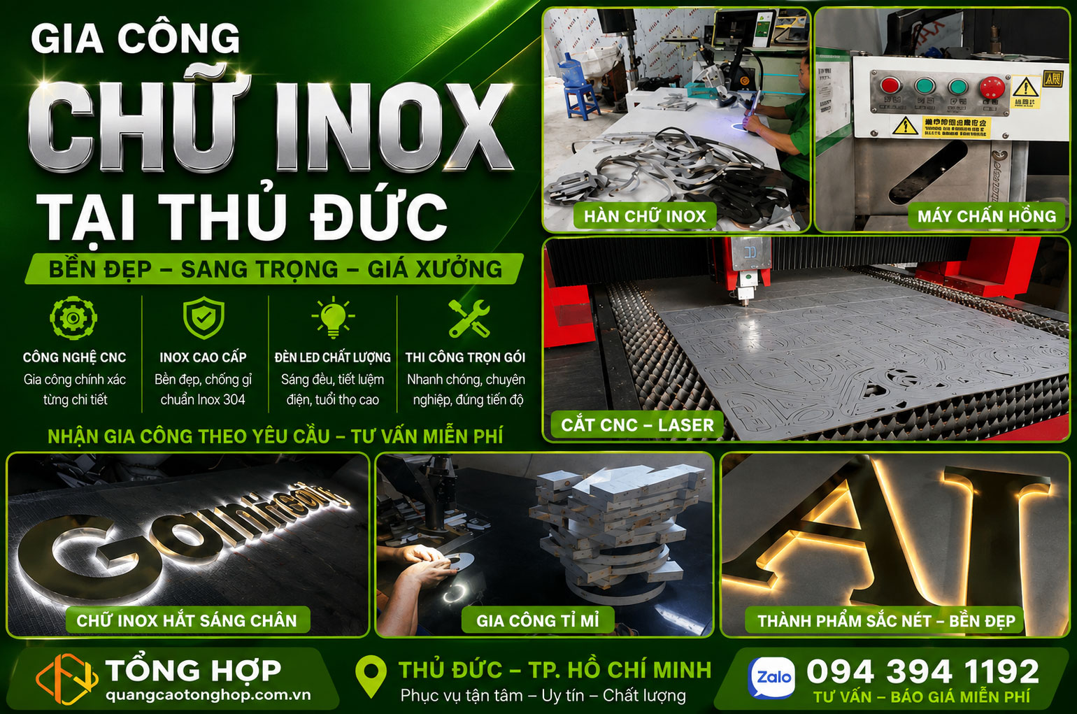 Gia Công Chữ Inox Tại Thủ Đức – Đẹp, Bền, Sang Trọng, Thi Công Theo Yêu Cầu
