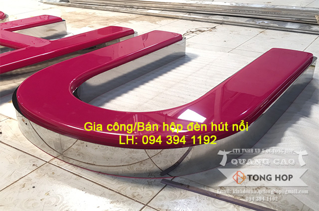 gia công chữ inox trắng lồng mica hút nổi