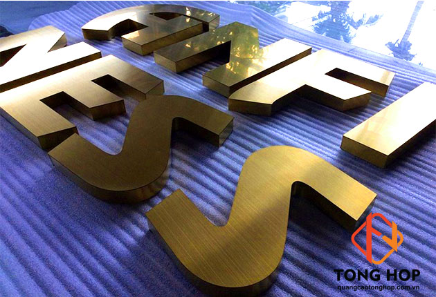 Gia công chữ inox vàng xước giá rẻ