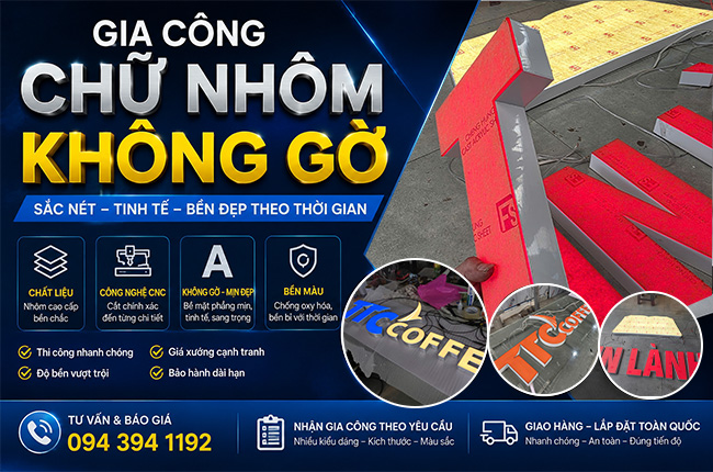 Gia Công Chữ Nhôm Không Gờ – Giải Pháp Bảng Hiệu Hiện Đại, Tinh Tế