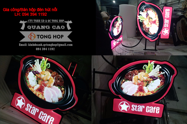 gia công hộp đèn mica hút nổi cho star cafe tại bình dương