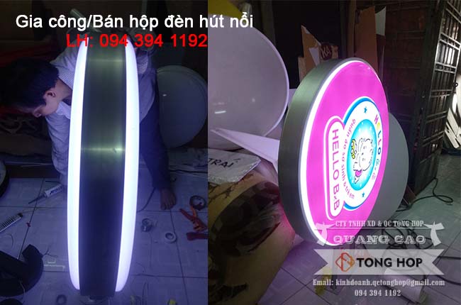 gia công hộp đèn mica ép nổi âm đèn led