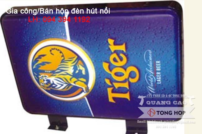 gia công hộp đèn mica hút nổi tiger bia