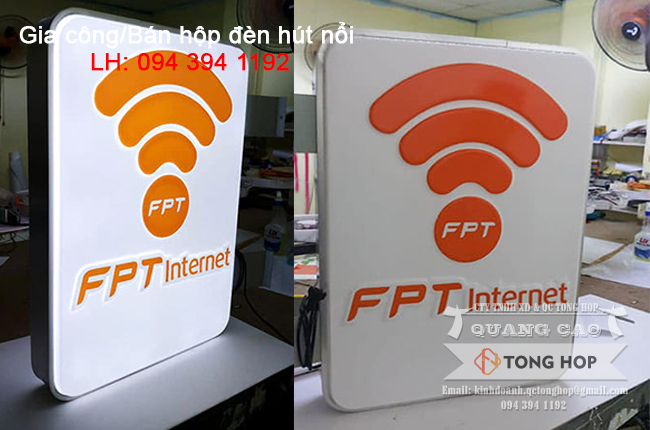 gia công hộp đèn mica hút nổi fpt