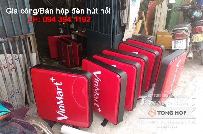 gia công hộp đèn mica hút nổi vinmart