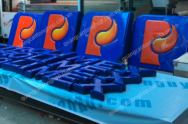 gia công logo petrolimex inox sơn