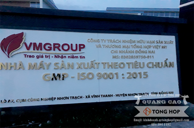 Làm bảng hiệu chữ inox tại khu công nghiệp Nhơn Trạch