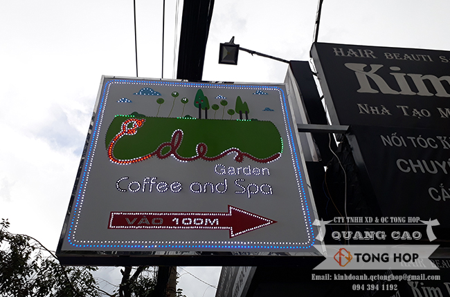 làm bảng hiệu led vẫy giá rẻ cho cafe spa Eden