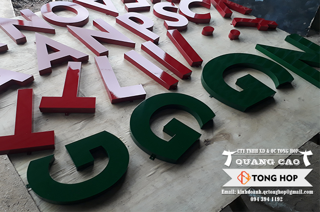 làm chữ inox sơn hấp nhiệt