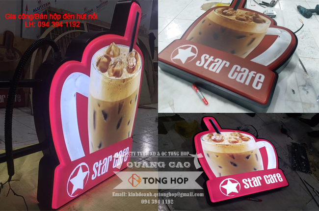 làm hộp đèn mica hút nổi star cafe