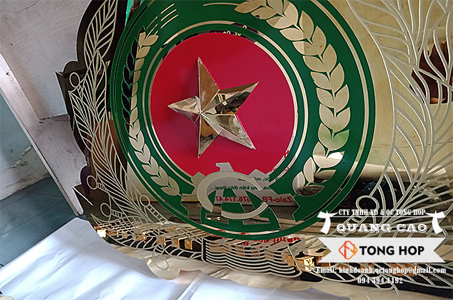 logo công an bằng inox vàng đồng