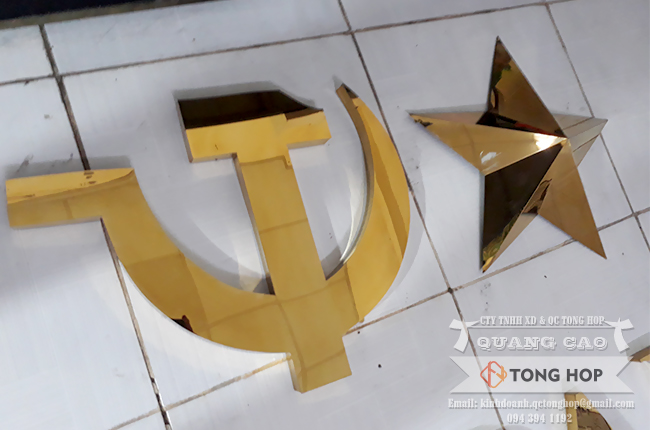 gia công làm ngôi sao búa liềm bằng inox vàng