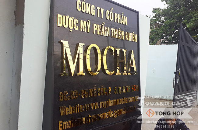 thi công làm bảng hiệu gắn chữ inox vàng tại quận 8