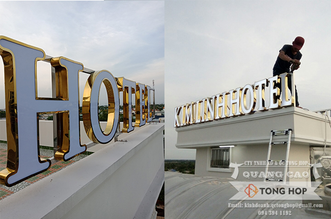 thi công bảng hiệu hotel tại cần đước Long An