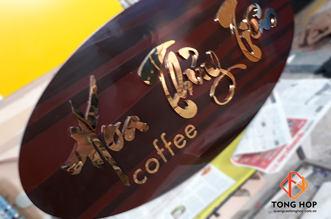 bien hieu cafe, cofee bang go dep